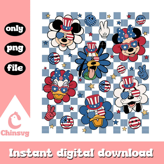 Disney retro Characters 4th Of July png, mickey and friends png