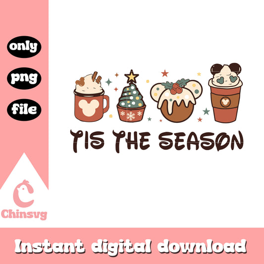 Disney snacks tis the season christmas png, disney at christmas​ png