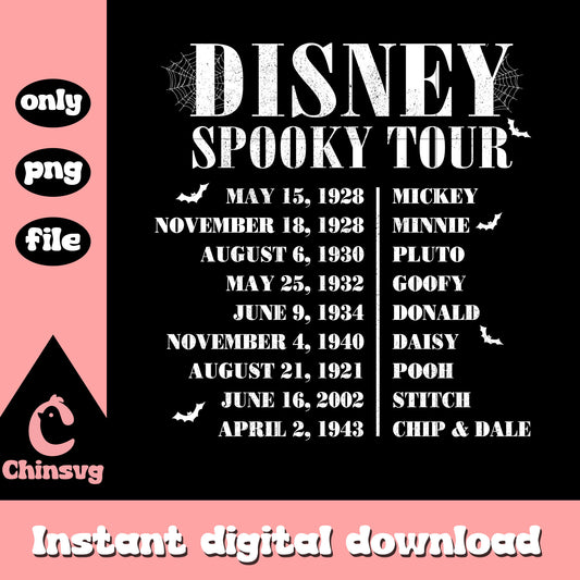 Disney spooky tour characters cartoon clipart png, disney plus png 