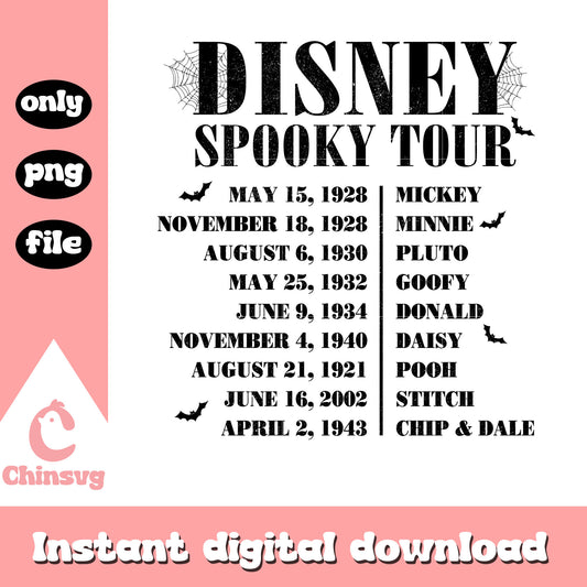 Disney spooky tour characters cartoon design png, disney movies png 