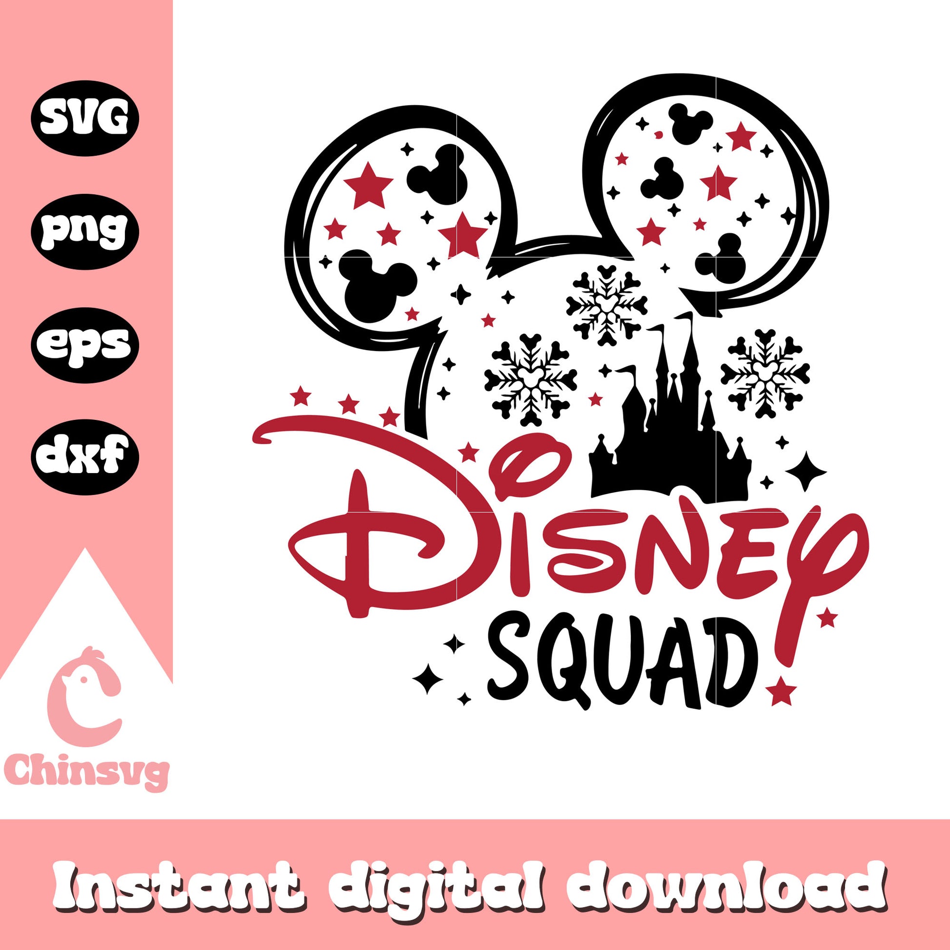 Disney squad mickey mouse head svg, disney christmas days svg