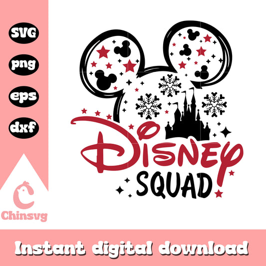 Disney squad mickey mouse head svg, disney christmas days svg
