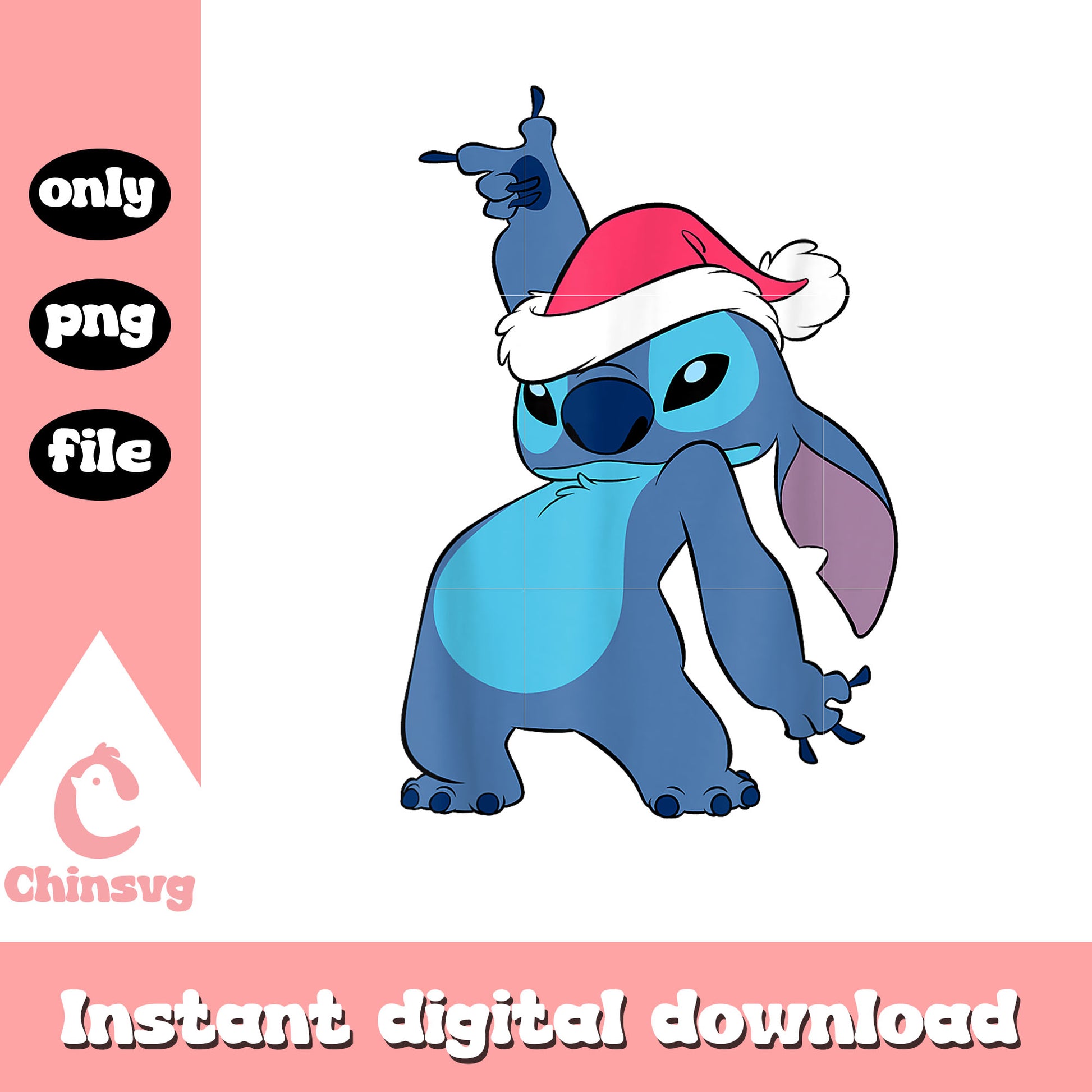 Disney stitch character santa hat png, stitch christmas png
