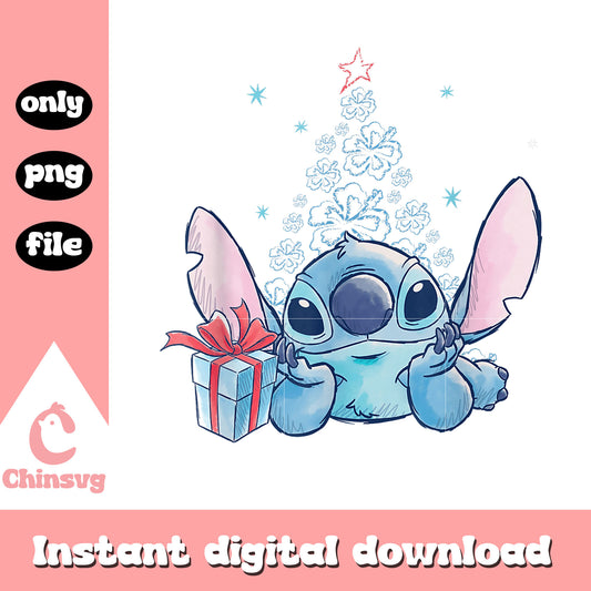 Disney stitch christmas cutie pose png, stitch cartoon png