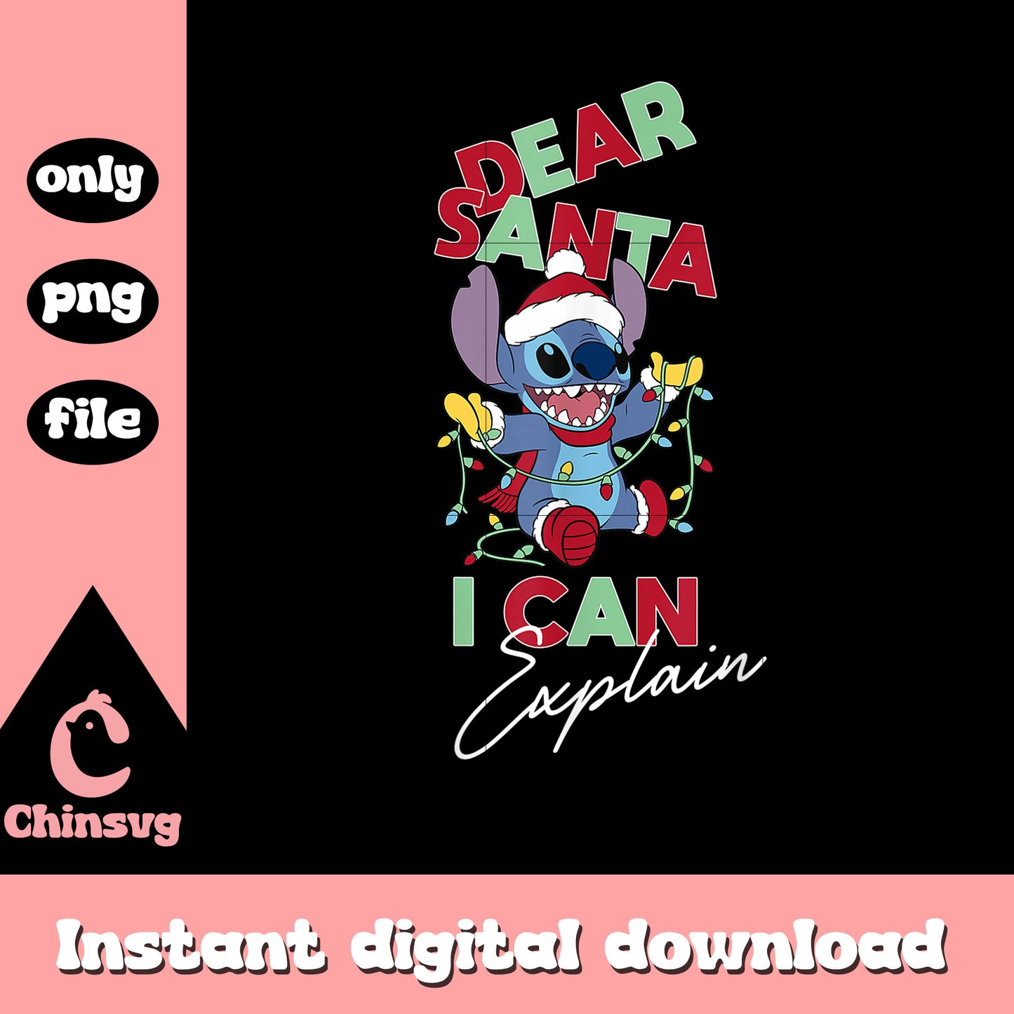 Disney stitch christmas dear santa png, stitch cartoon png