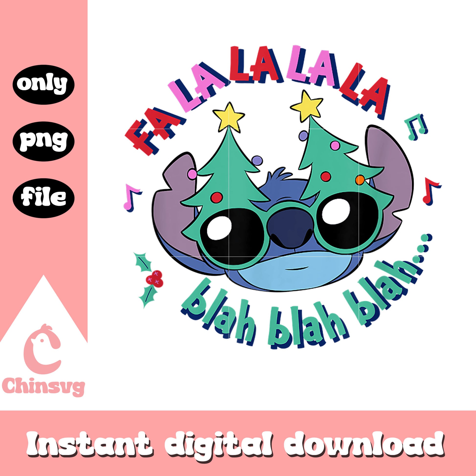 Disney stitch christmas fa la blah big face png, stitch art png