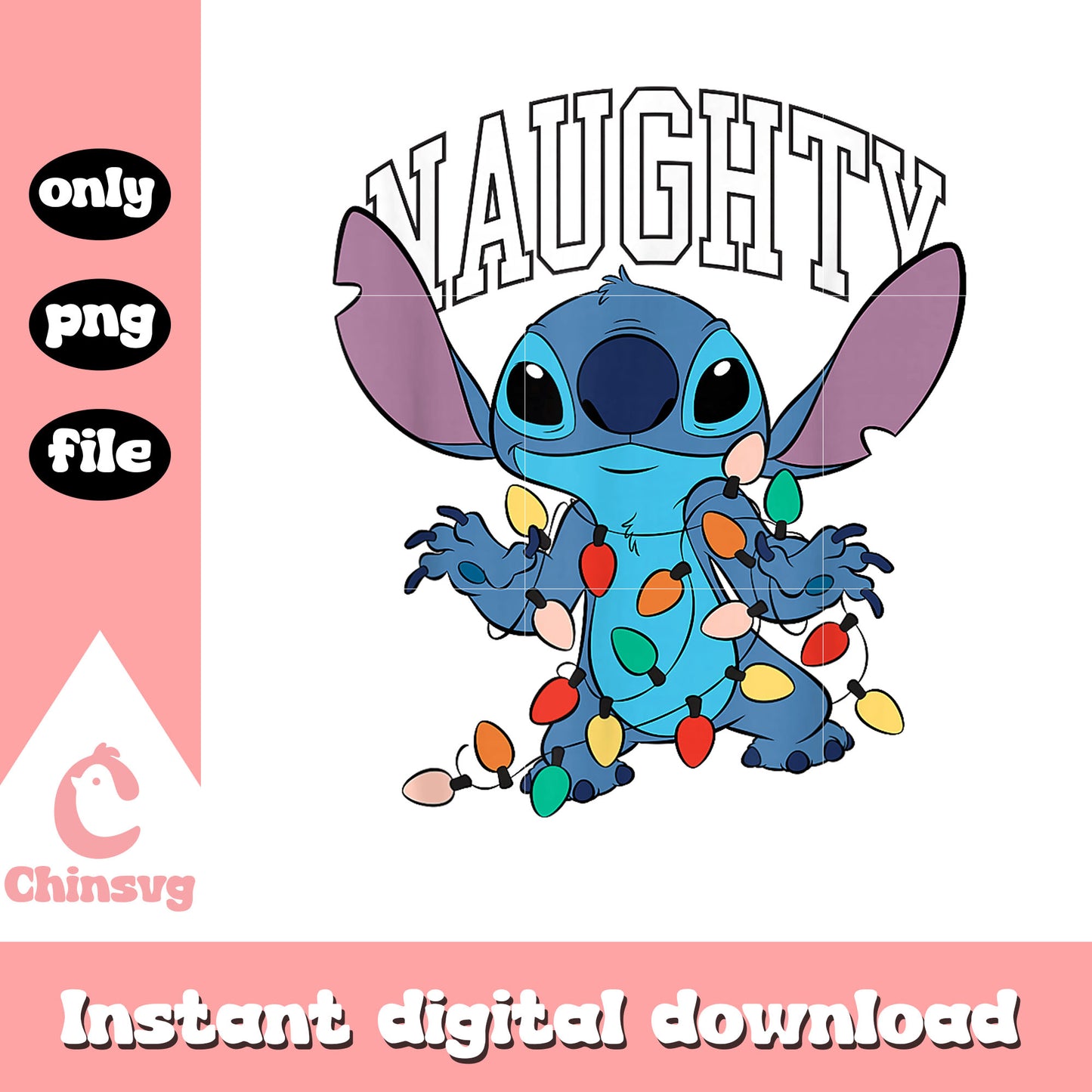 Disney stitch christmas naughty boy png, cute stitch png