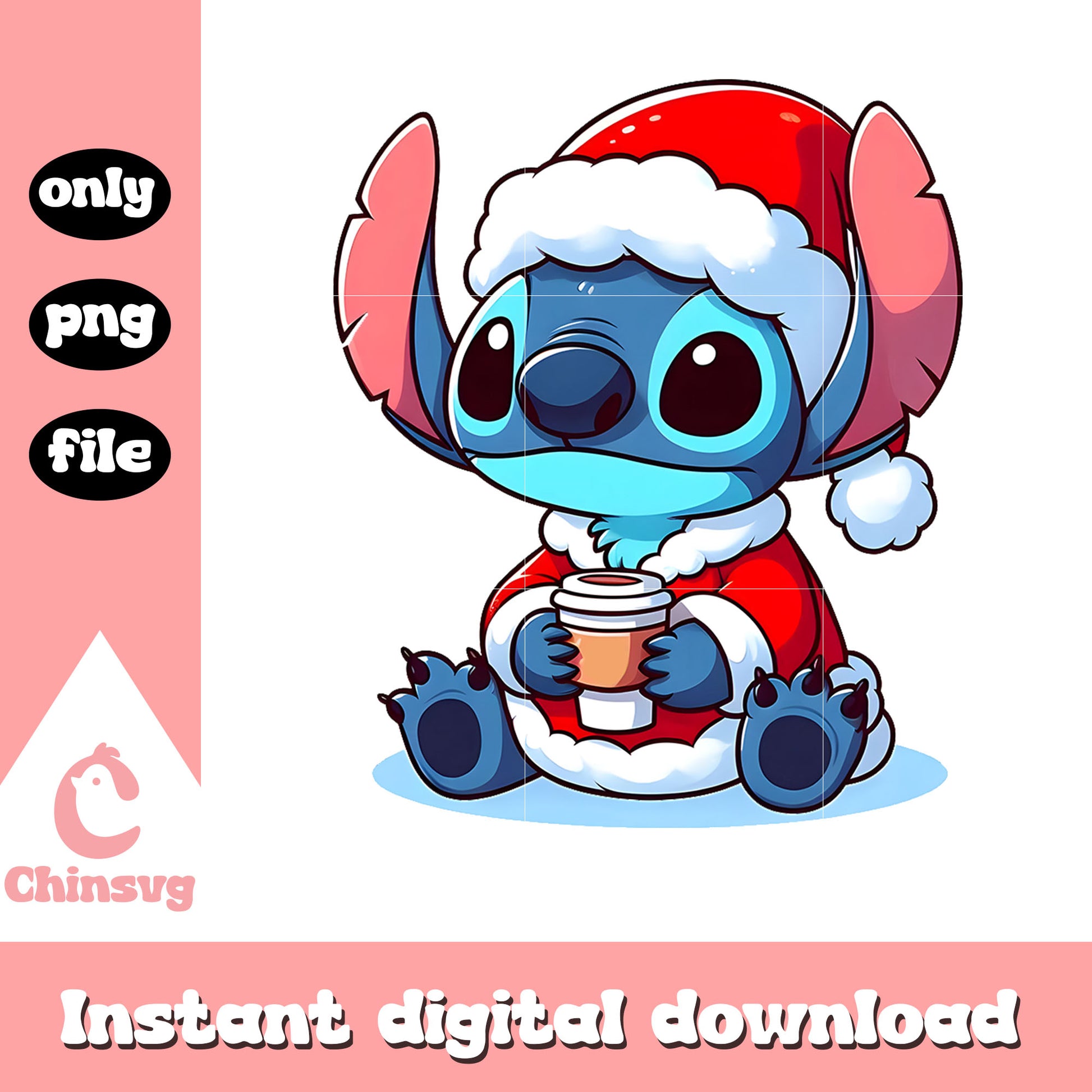 Disney stitch drink  hot chocolate png, santa claus png