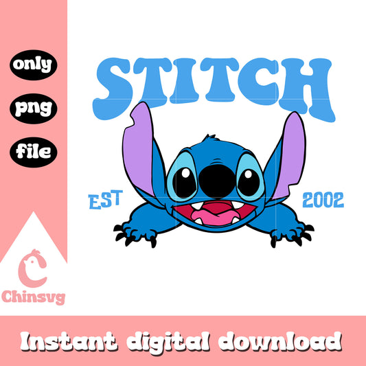 Disney stitch est 2002 design png, stitch disney​ png