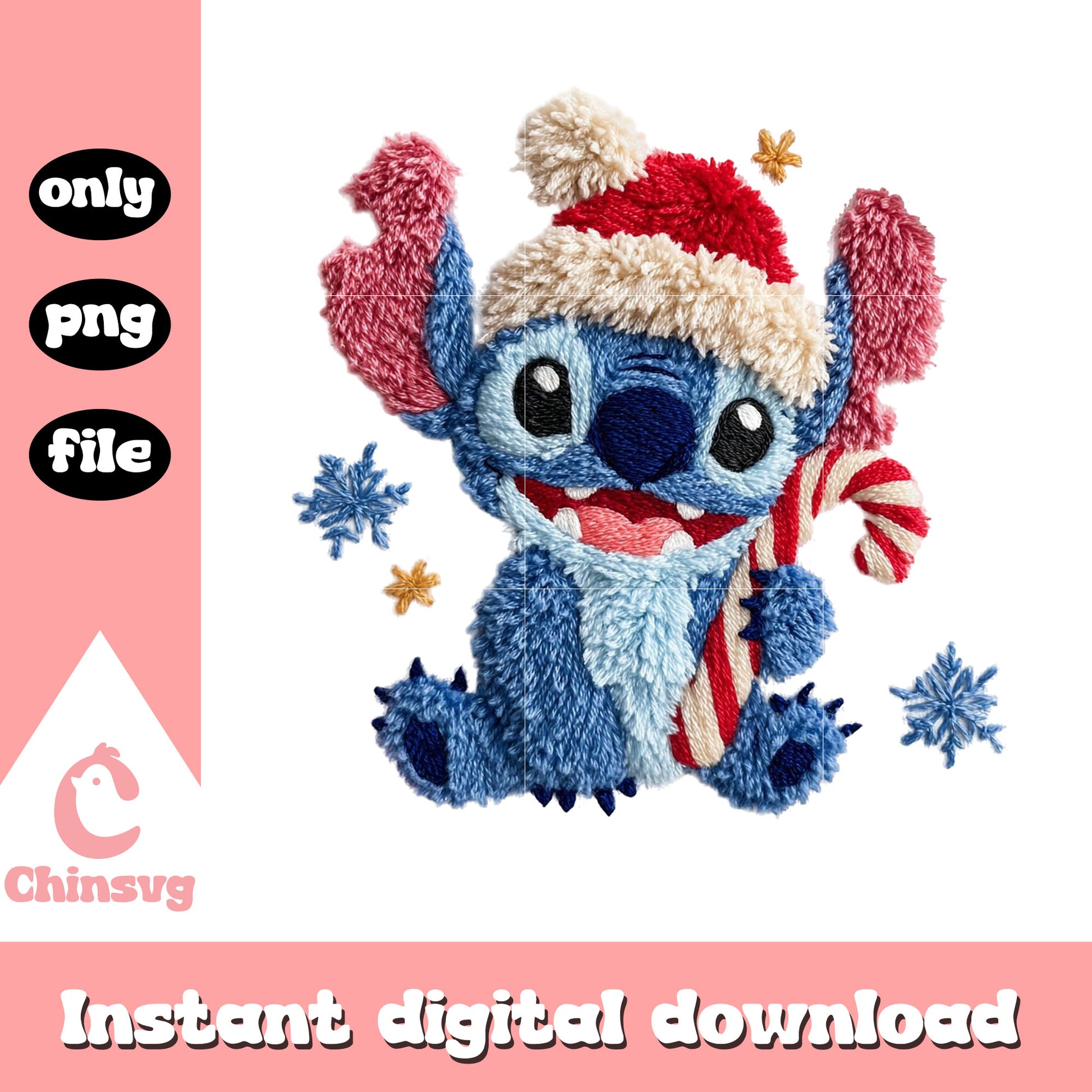 Disney stitch hand candy cane png, crochet patterns png