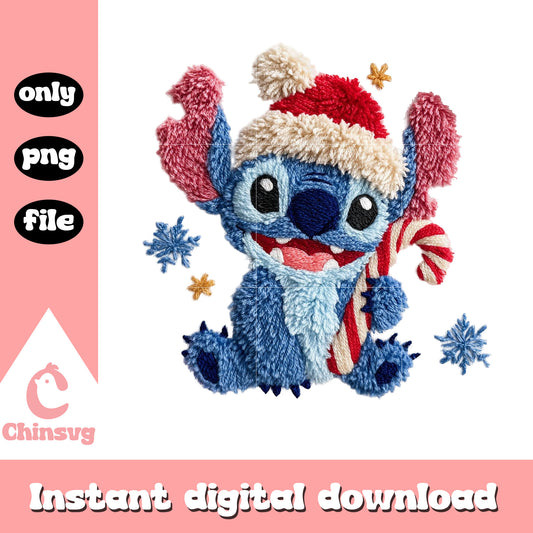 Disney stitch hand candy cane png, crochet patterns png