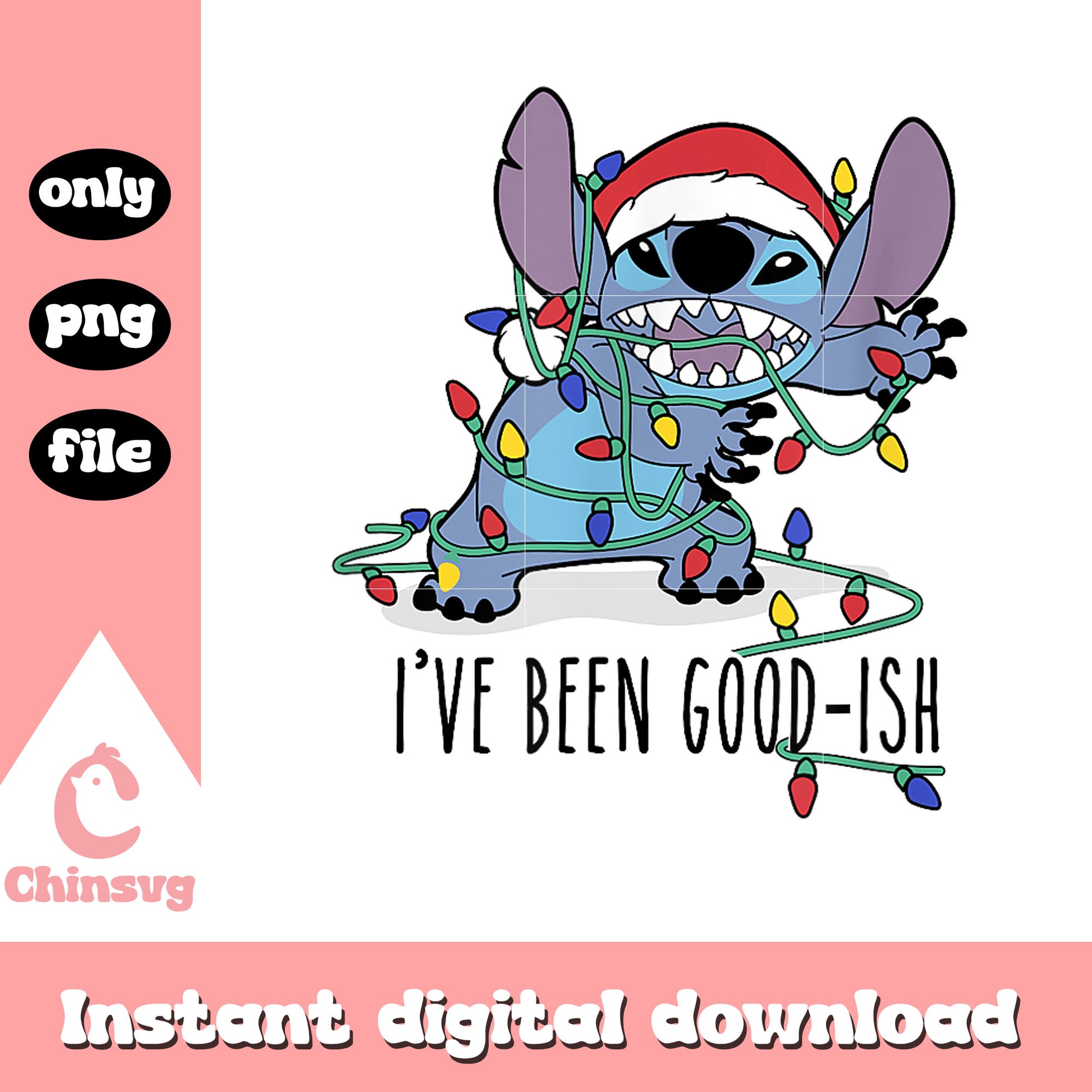 Disney stitch i've been good-ish png, christmas stitch png