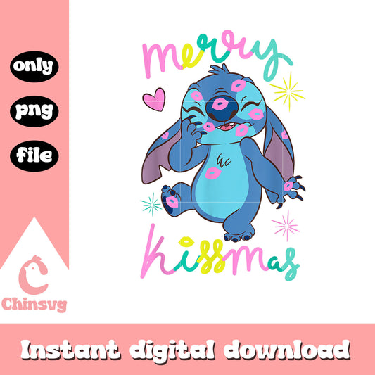 Disney stitch merry kissmas design png, stitch and lilo png