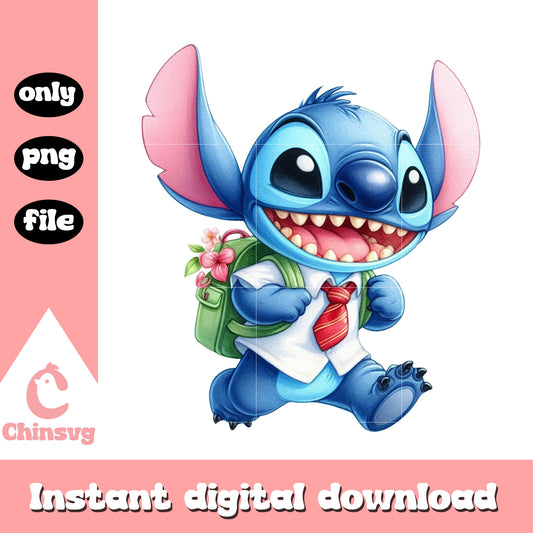 Disney stitch on school day png, disney high school png