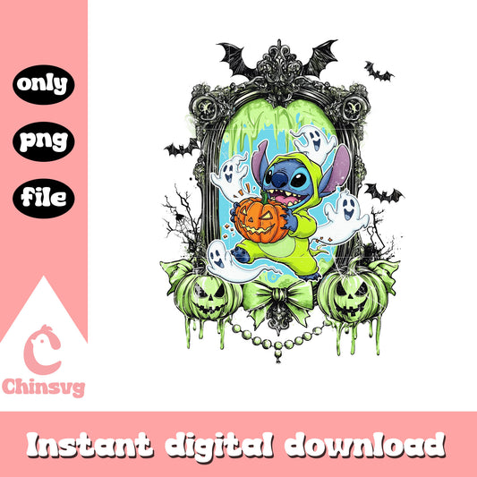 Disney stitch pumpkin mirror design png, disney stitch movie png
