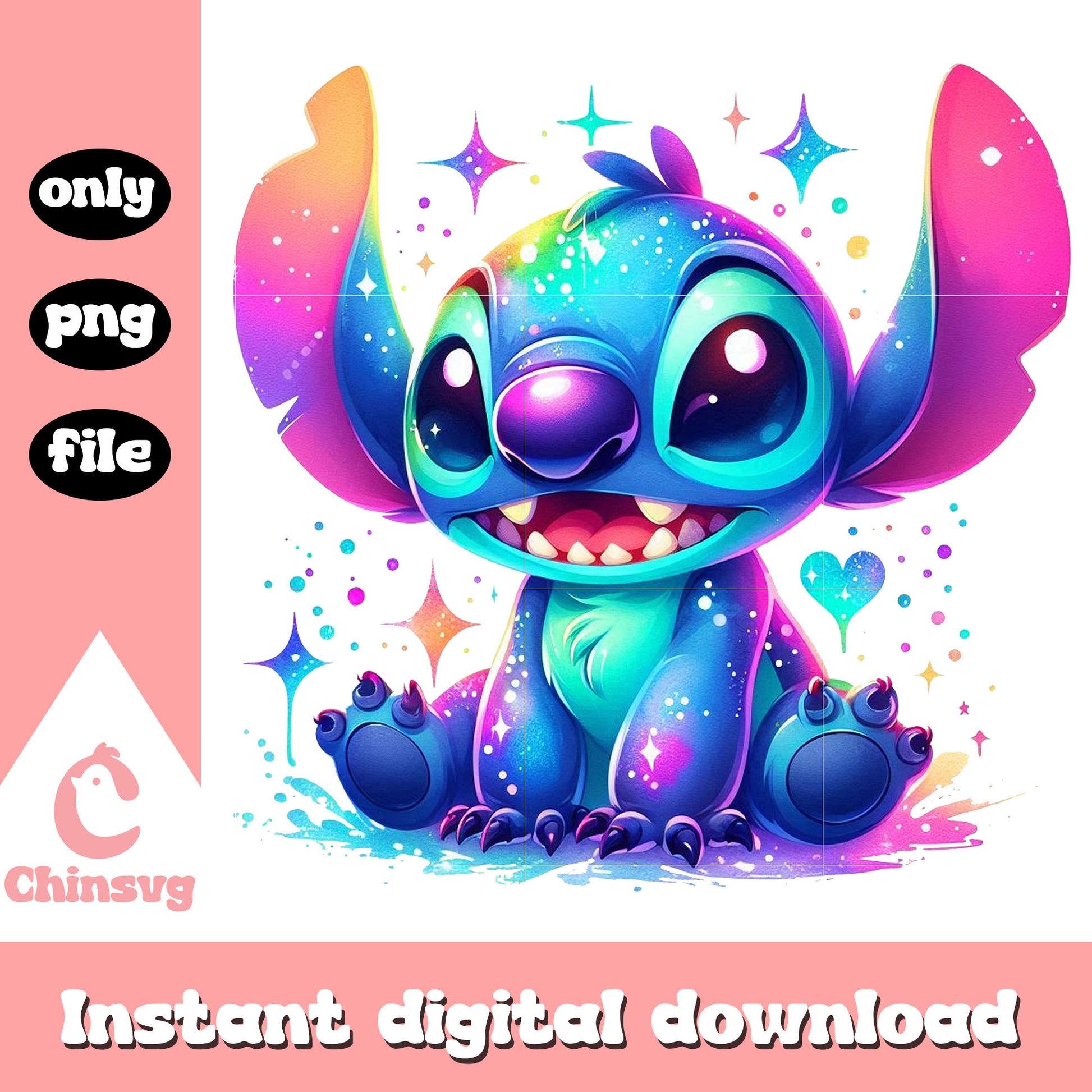 Disney stitch watercolor splash png, disney stitch character png