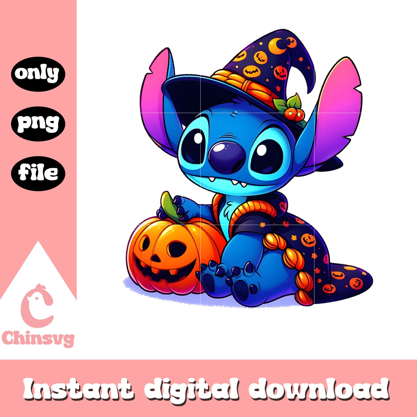 Disney stitch witch with pumpkin halloween png, the stitch witch png