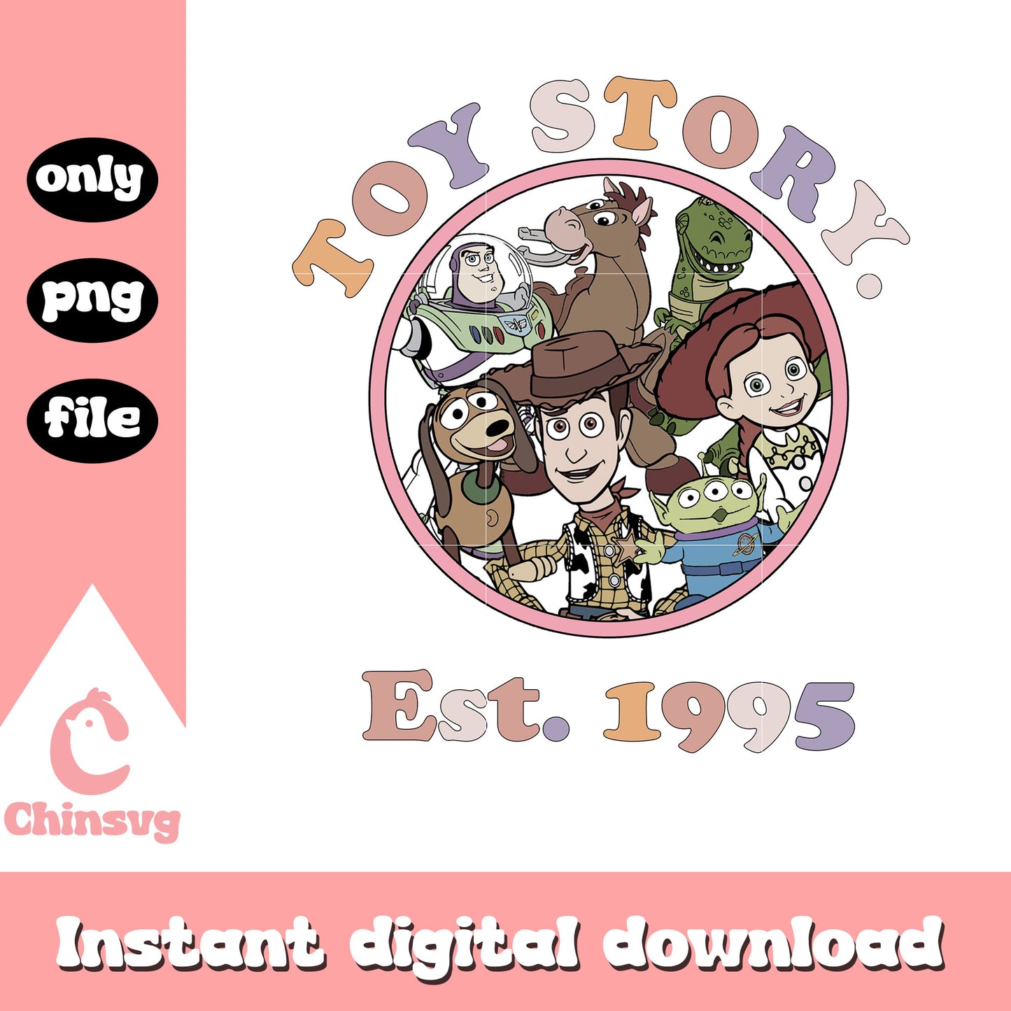 Disney toy story est 1995 png, disney cartoon png, toy story png
