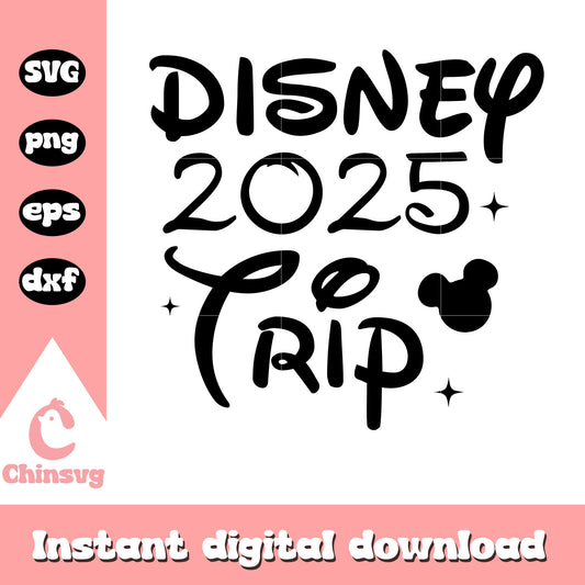 Disney trip 2025 design png, disney png, font design png