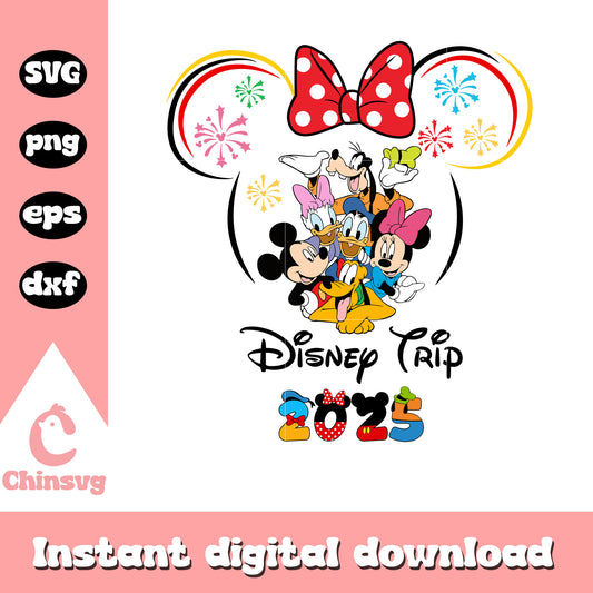 Disney trip 2025 design svg, minnie head svg, disney trip svg