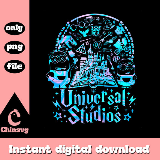 Disney universal studios Galaxy color png, disney castle minion png