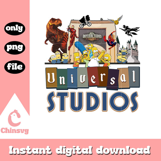 Disney universal studios Simpsons family png, disneyland magic png