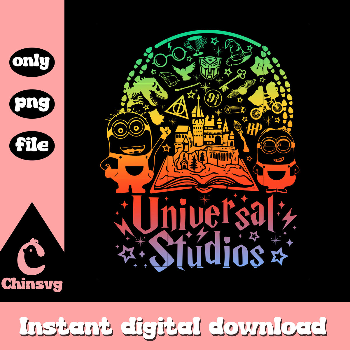 Disney universal studios minion gradient effect png, disney castle png ...