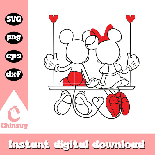 Disney valentines day design svg, mickey and minnie svg