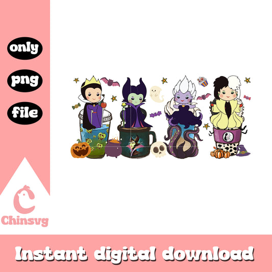 Disney villains halloween png, Disney villains chibi png