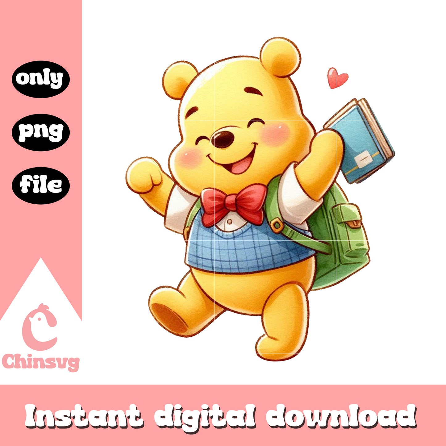 Disney winnie the pooh at school png, school spirits png