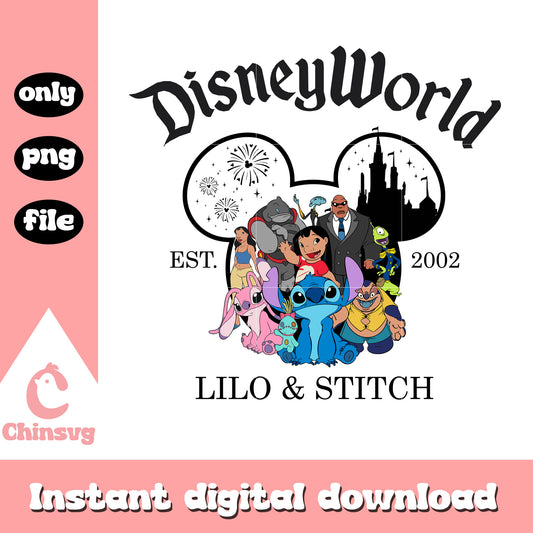 Disneyworld est 2002 design png, mickey mouse head png