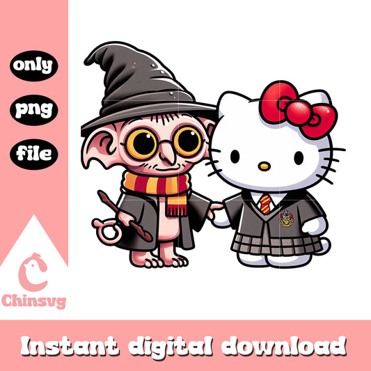 Dobby and hello kitty png, hello kitty png, harry potter​ png