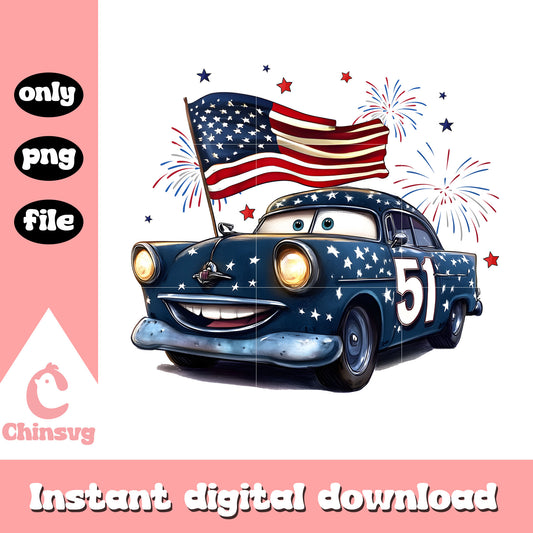 Doc Hudson cars 4th of july flag png, Doc Hudson cars freedom day png