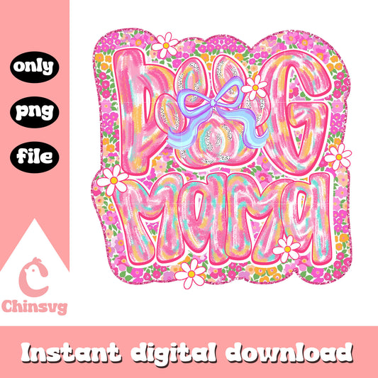 Dog mom flower pink logo design png, dog mom day​ png