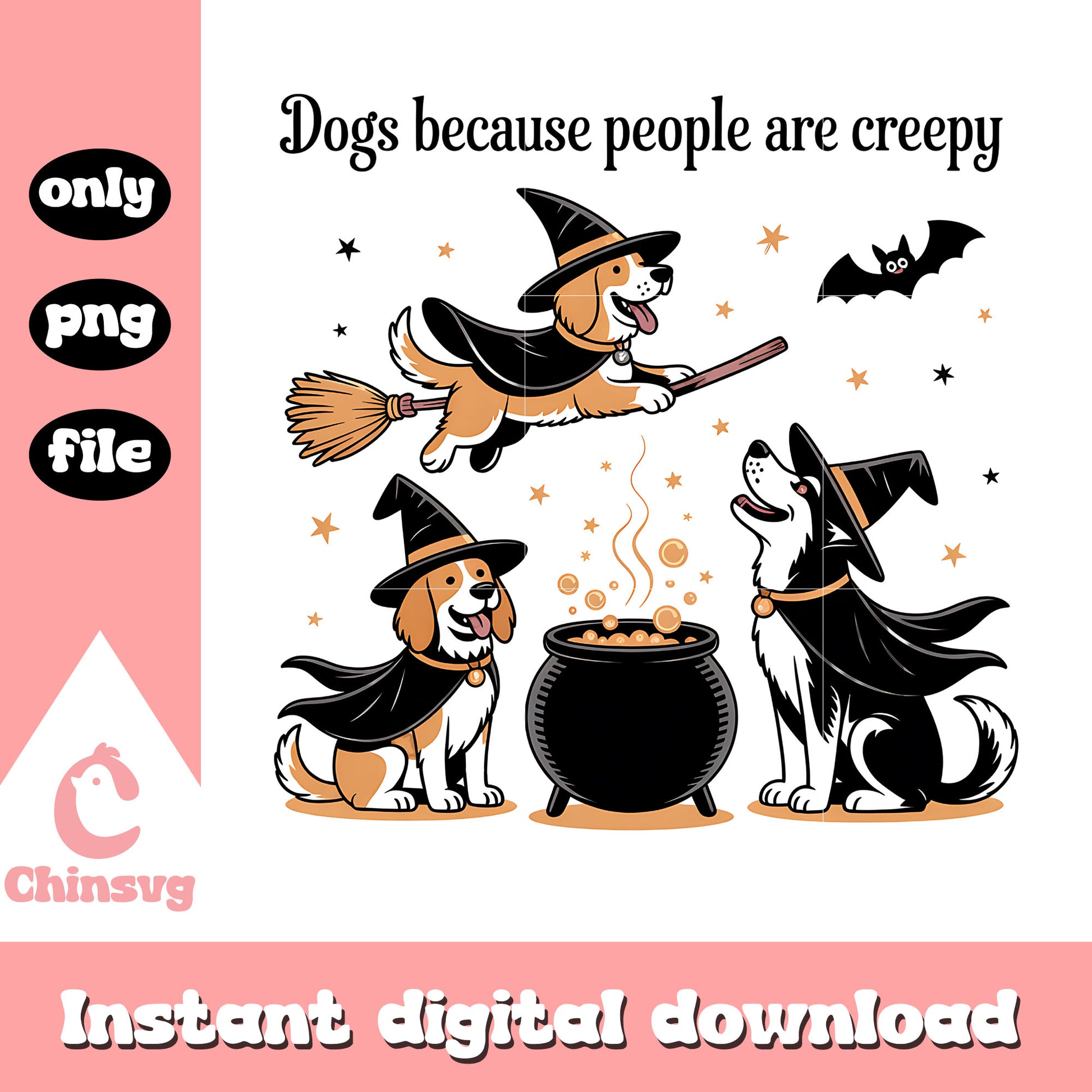 Dogs because people are creepy quote png, halloween clipart png