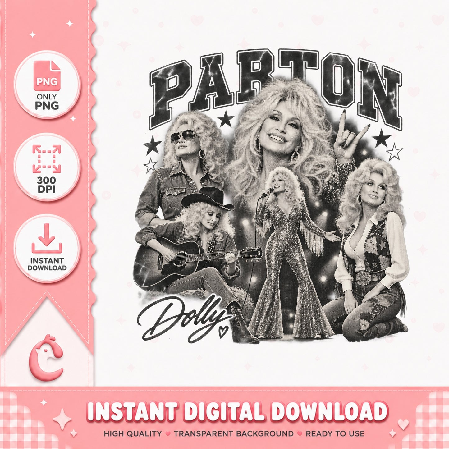 Dolly Parton PNG Bundle, Country Music Star Clipart, PNG