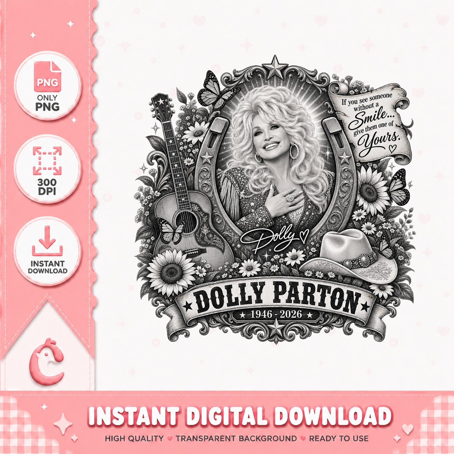 Dolly Parton PNG, Country Music Legend, Instant Download PNG
