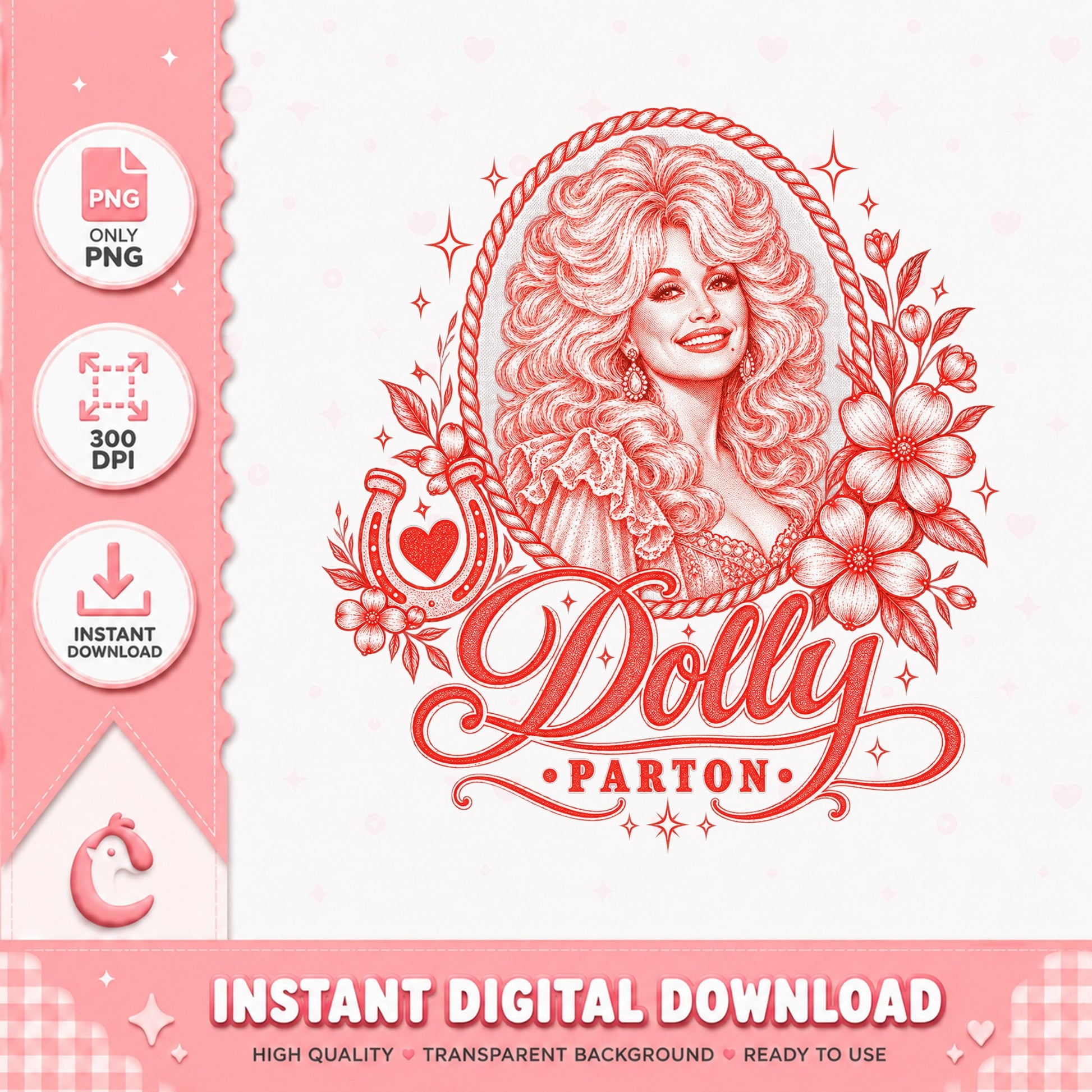 Dolly Parton PNG, Country Music Singer, Instant Download PNG