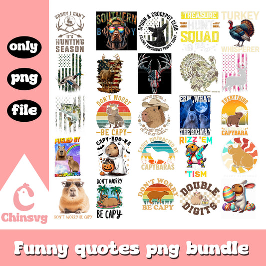 Don't worry be capy bundle png, capypara png, cute animal png