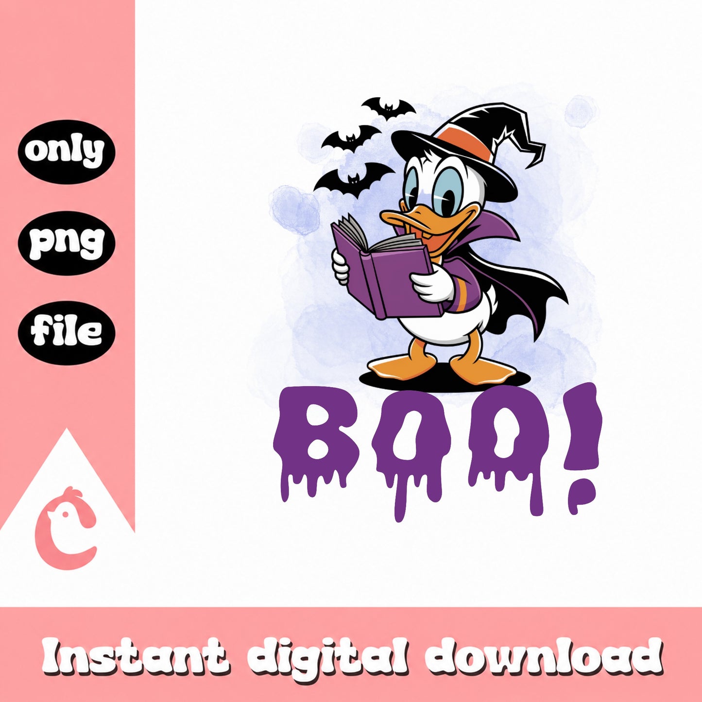 Donald Duck Halloween Boo PNG, Disney Halloween PNG, Witch PNG