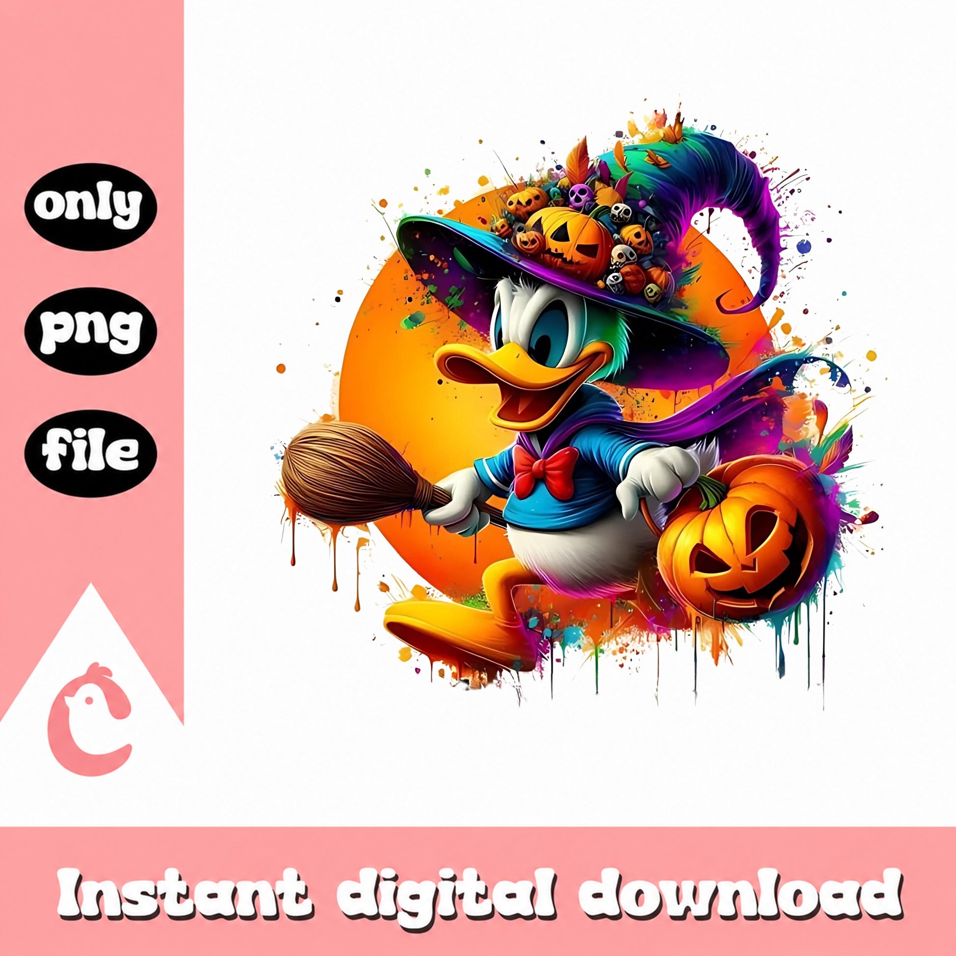 Donald Duck Halloween PNG, Disney Halloween PNG, Witch PNG