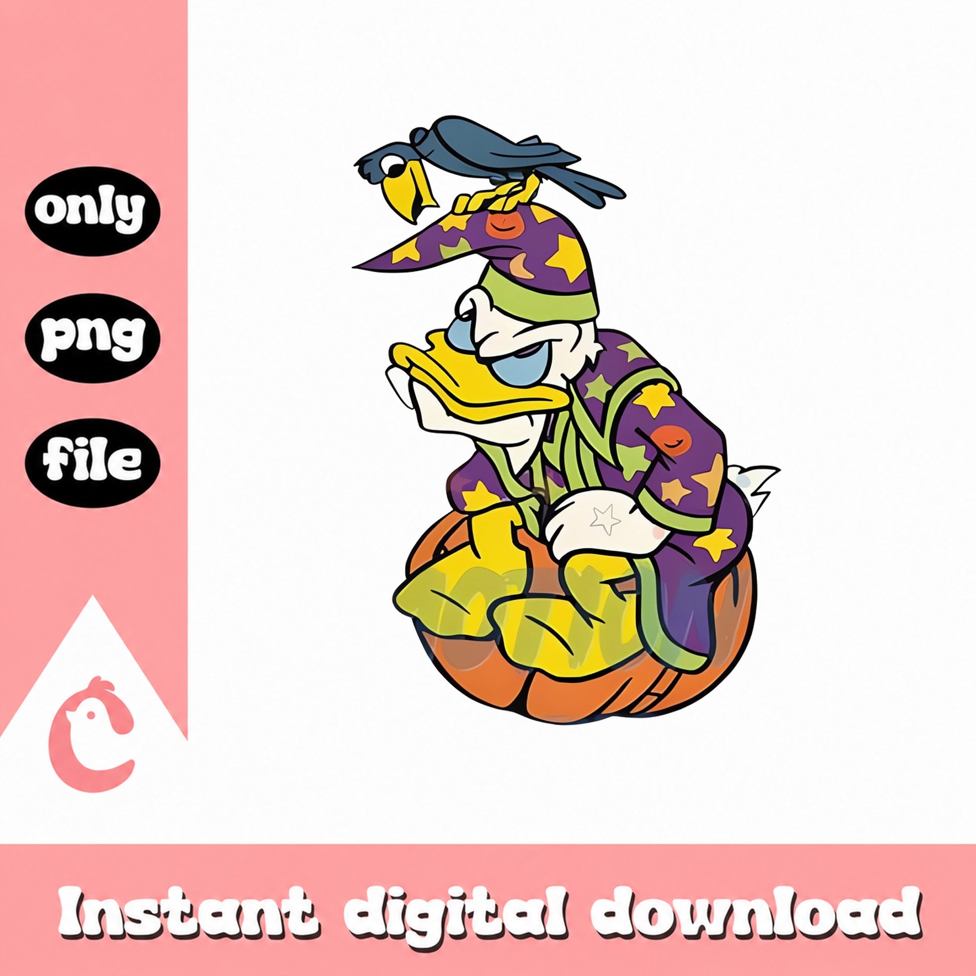 Donald Duck Halloween PNG, Disney Witch Clipart, Pumpkin PNG