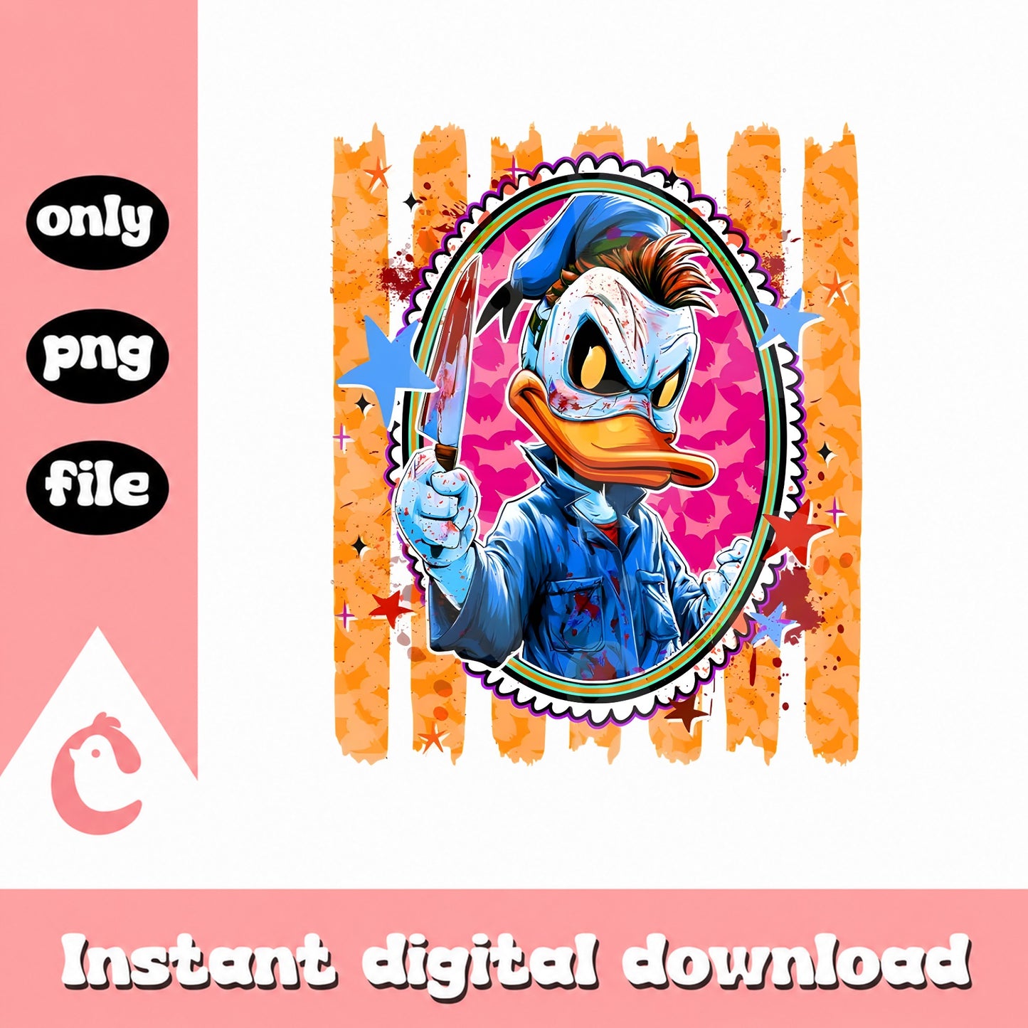 Donald Duck Horror PNG, Halloween Disney Character, Instant Download PNG