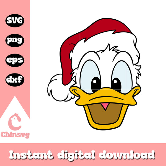 Donald duck face christmas design svg, donald duck santa​ svg