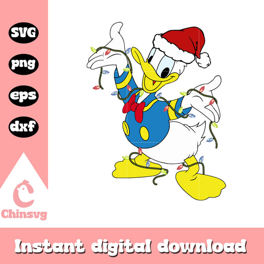Donald duck light christmas svg, donald duck svg, disney christmas svg