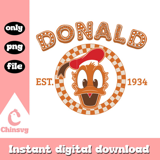 Donald est 1928 gingerbread christmas png, donald duck cookies​ png