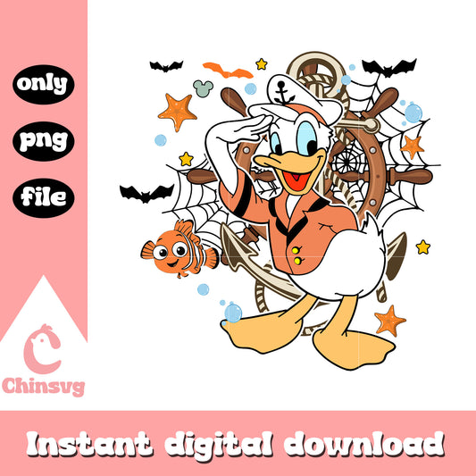 Donald character disney halloween design png, donald disney png