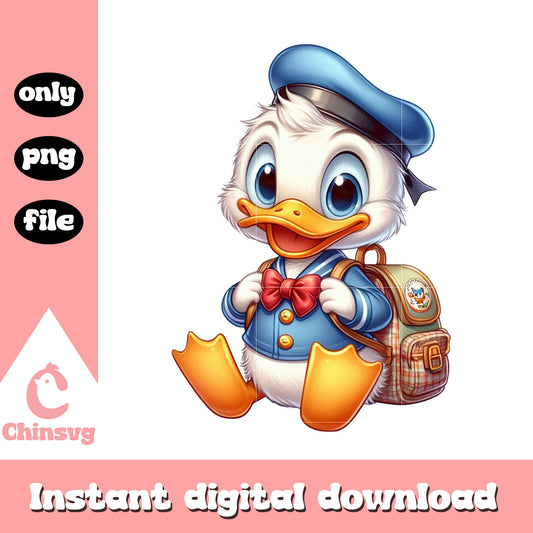 Donald character go to school png, old school cartoons png