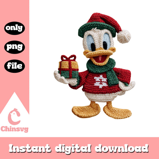 Donald christmas sweater crochet png, christmas outfits png