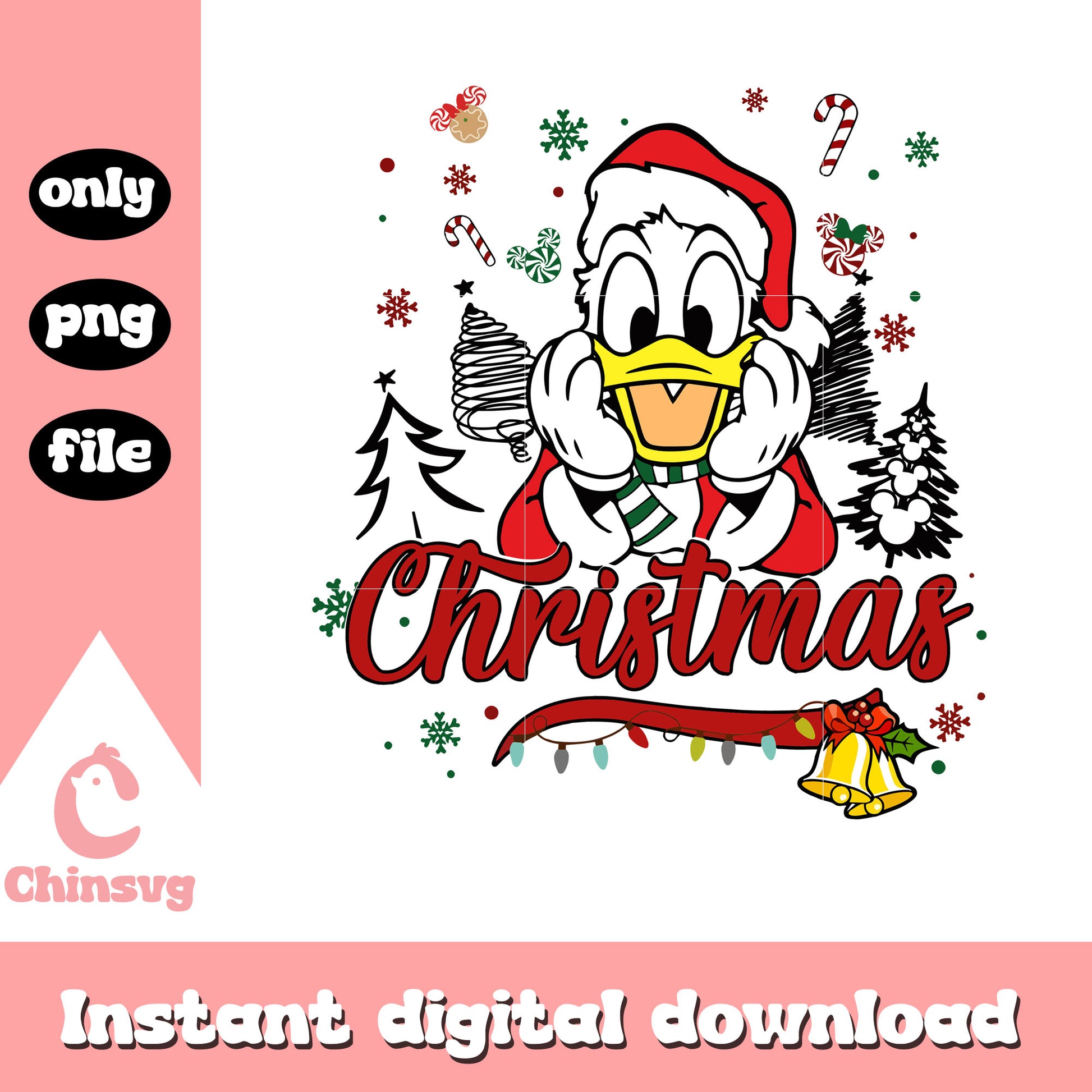 Donald disney merry christmas png, disney donald duck png